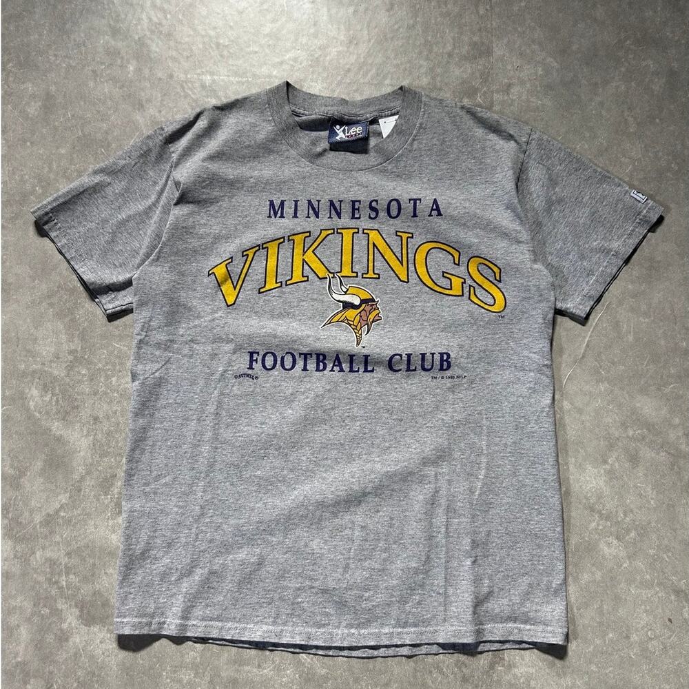 90s Vintage Minnesota Vikings Lee Sport Grey T Shirt Size M